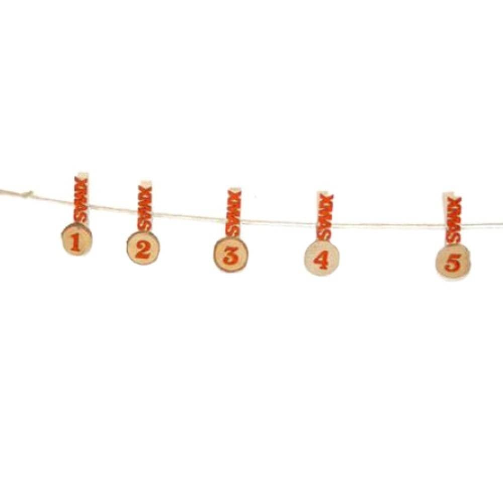 CALENDARIO AVVENTO FILO GHIRLANDA CON MOLLETTE NUMERO DECORAZIONI NATALIZIE - 3