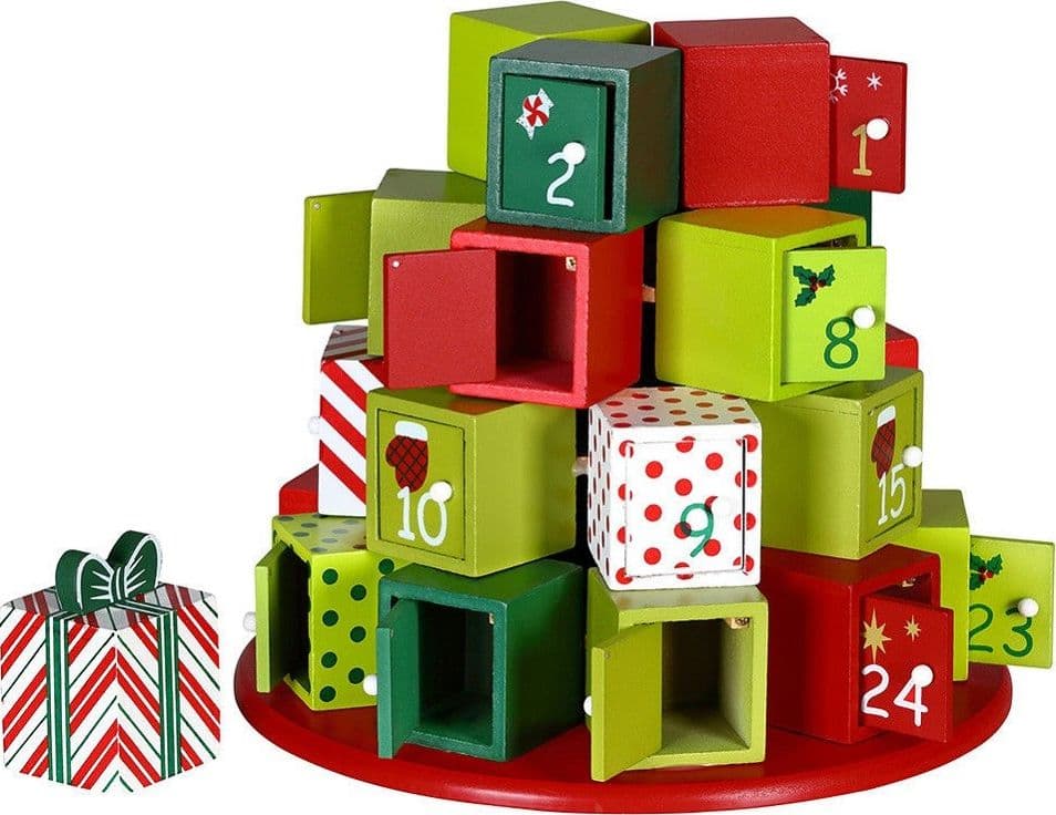 CALENDARIO AVVENTO REGALI DI NATALE IN LEGNO 24 CASSETTI DECORAZIONI NATALIZIE - 2