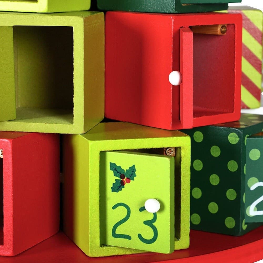 CALENDARIO AVVENTO REGALI DI NATALE IN LEGNO 24 CASSETTI DECORAZIONI NATALIZIE - 3