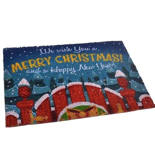 TAPPETO ZERBINO NATALE DECORAZIONE CON CANCELLO 40X60CM DECORAZIONI NATALIZIE - 2