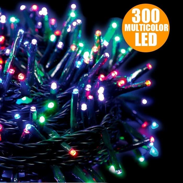 CATENA LUMINOSA NATALE 300 LED MULTICOLOR PER INTERNO ED ESTERNO DECORAZIONI - 2