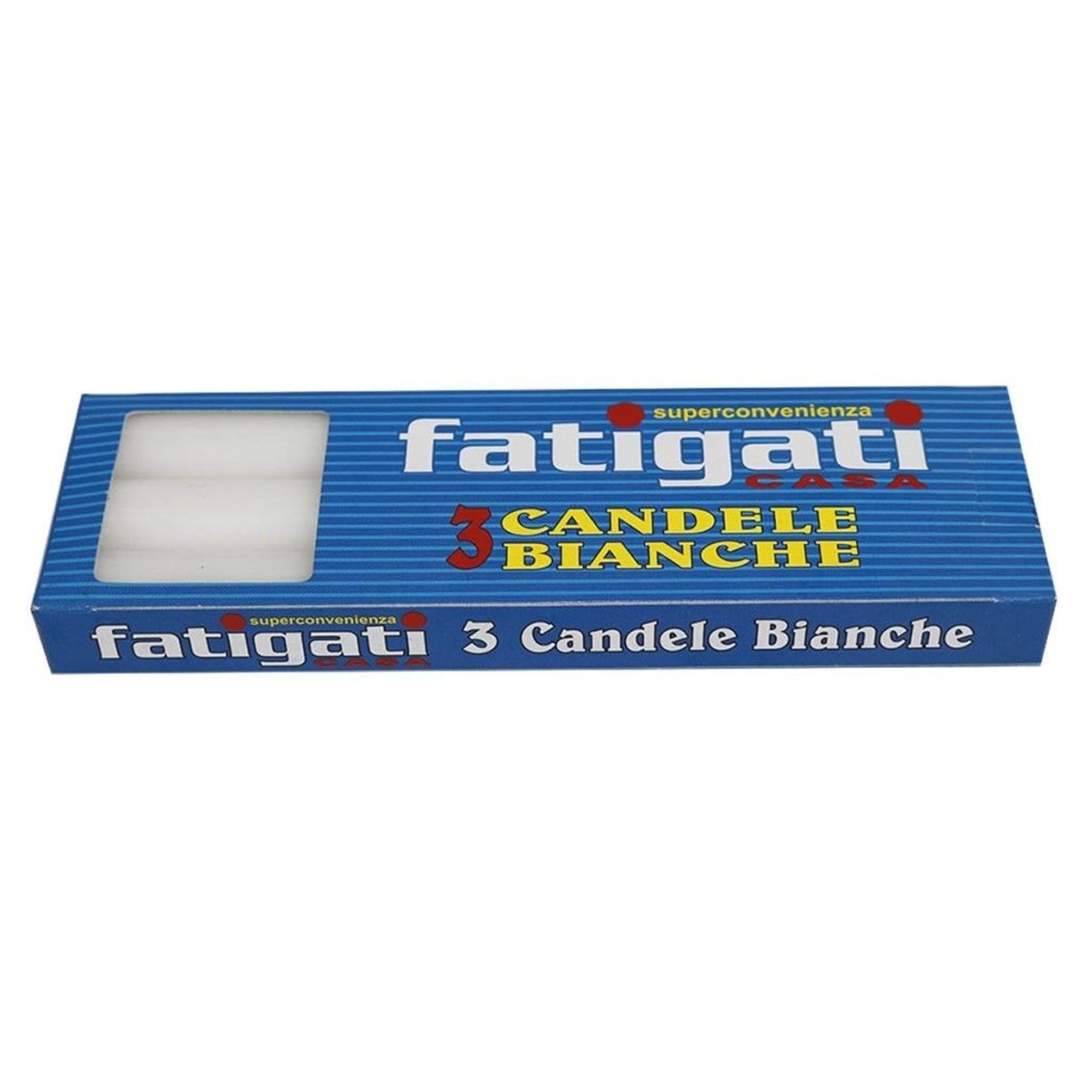 SET 3 CANDELE STEARICHE CANDELA VOTIVA IN CERA BIANCHE LUNGHE 18X2CM DECORAZIONI - 2