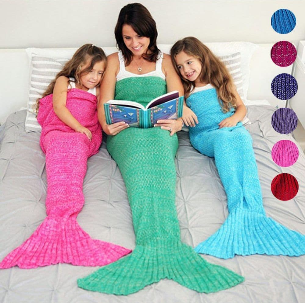 COPERTA A FORMA DI CODA DI SIRENA VARI COLORI SIRENETTA RISCALDA PIEDI PLAID - 2