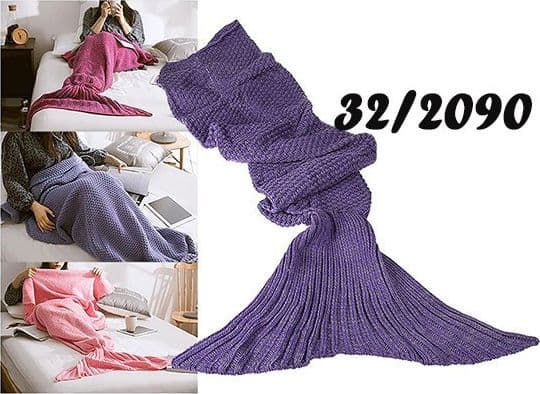 COPERTA A FORMA DI CODA DI SIRENA VARI COLORI SIRENETTA RISCALDA PIEDI PLAID - 6