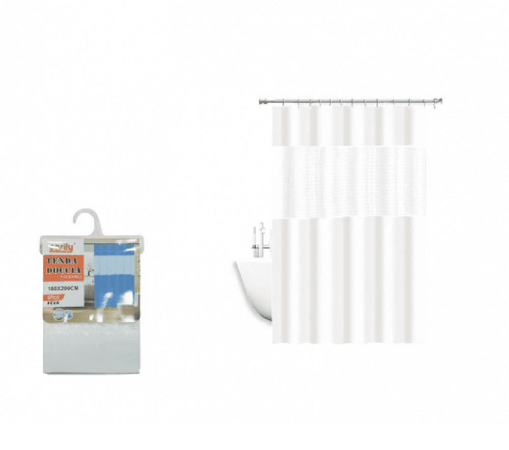 TENDA DOCCIA VASCA IMPERMEABILE ANTIMUFFA BIANCO GIUNTURA 180 X 200 CM 3D 52133 - 3