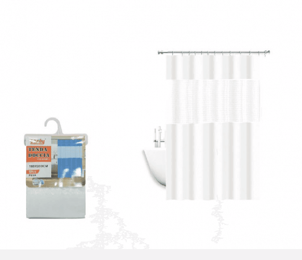 TENDA DOCCIA VASCA IMPERMEABILE ANTIMUFFA BIANCO 3D 180 X 220 CM GIUNTURA 52134 - 3