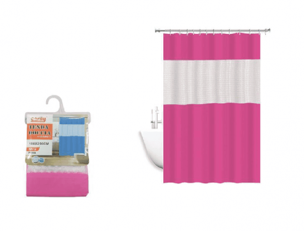 TENDA DOCCIA VASCA IMPERMEABIL ANTIMUFFA EVA ROSA/FUXIA GIUNTURA 180X240CM 52135 - 3