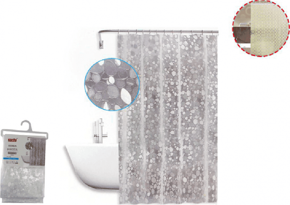 TENDA DOCCIA VASCA ANTIMUFFA IMPERMEABILE BIANCA CON SASSOLINI 180 X 200CM 59525 - 3