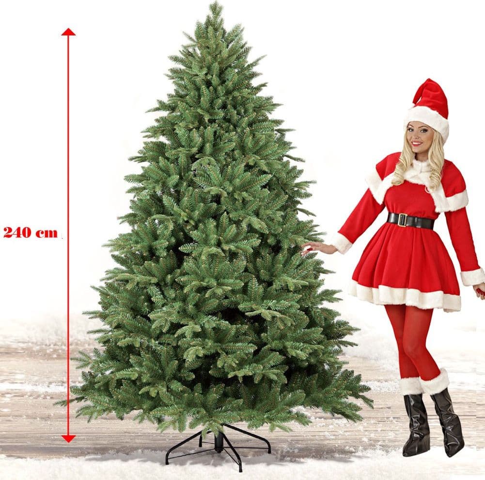 ALBERO DI NATALE FOLTO ARTIFICIALE 240CM VERDE CON PIGNE 1444 RAMI BASE A CROCE - 2