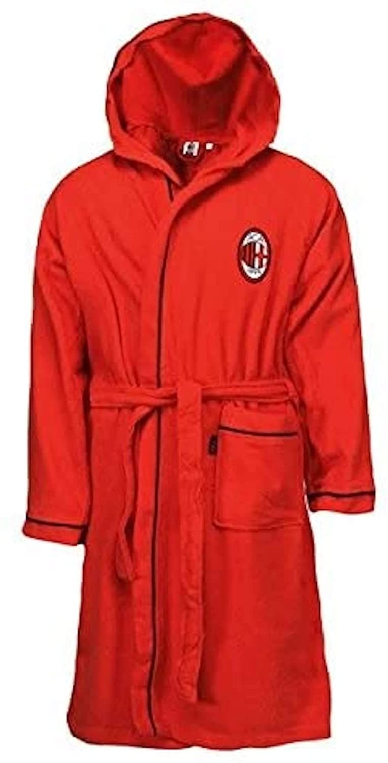 Hermet ACCAPPATOIO ADULTI CON CAPPUCCIO UFFICIALE MILAN COLORE ROSSO MICROSPUGNA - 2