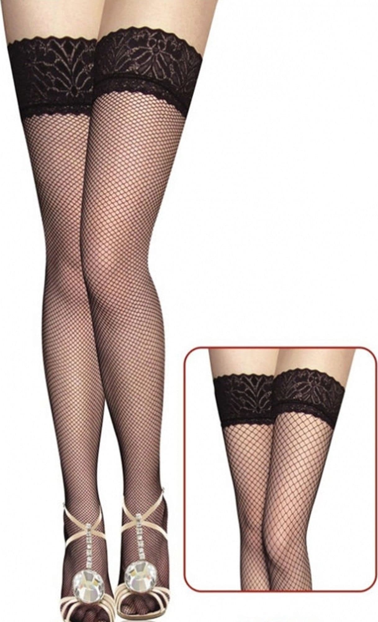 CALZE AUTOREGGENTI NERO RETE PIZZO MERLETTO AUTO REGGENTI COLLANT LINGERIE SEXY - 2