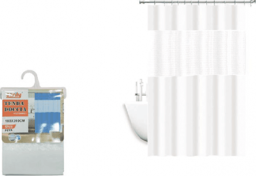 TENDA DOCCIA VASCA IMPERMEABILE ANTIMUFFA IN EVA BIANCO GIUNTURA 180X240CM 52135 - 3