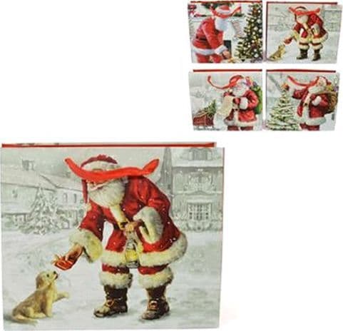 6 BUSTE DA REGALO STAMPA BABBO NATALE CLASSICO CON MANICI ROSSI 31X26X12CM - 2