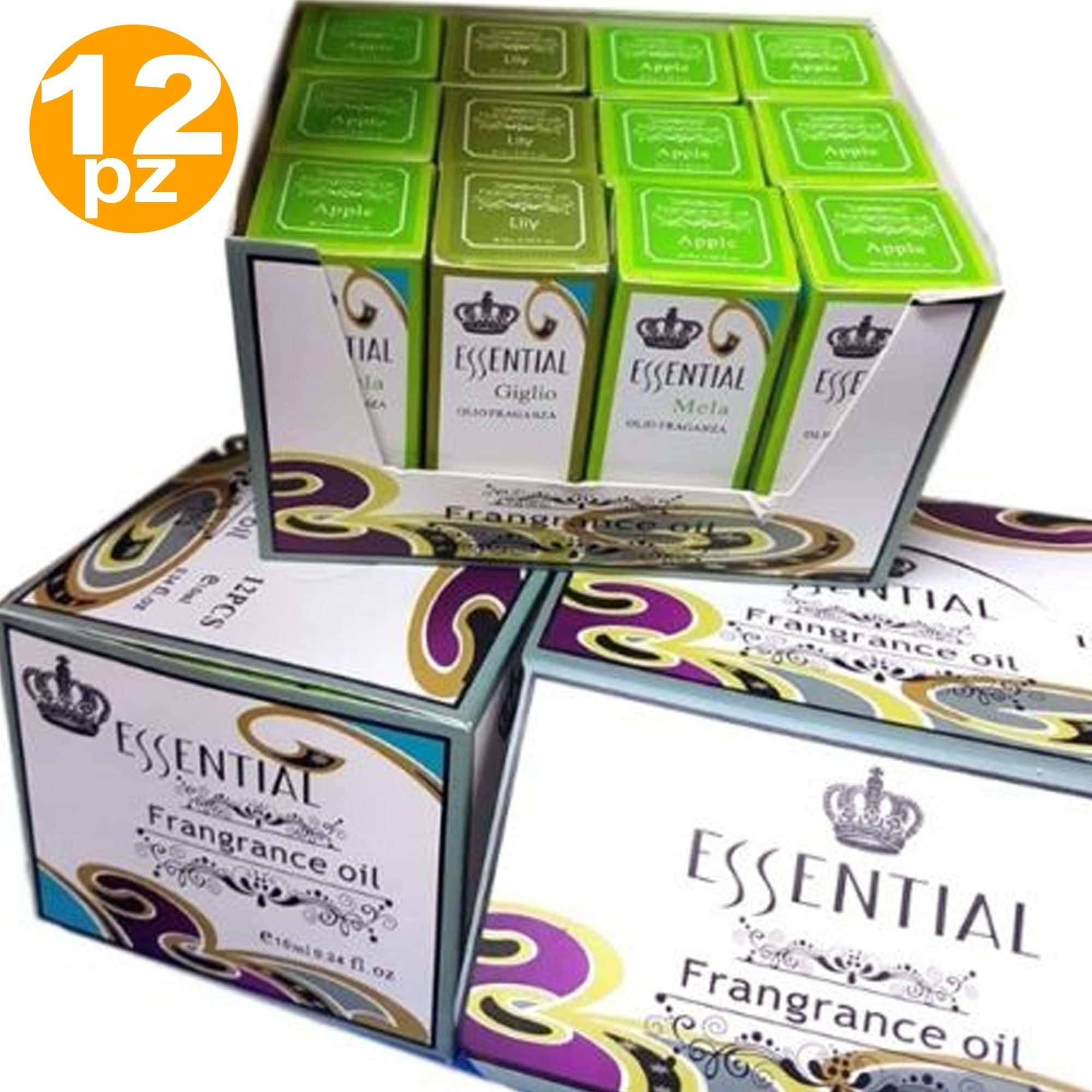 SET 12 PROFUMATORI AMBIENTE RICARICA OLI ESSENZIALI AROMATERAPIA PROFUMO 10ML