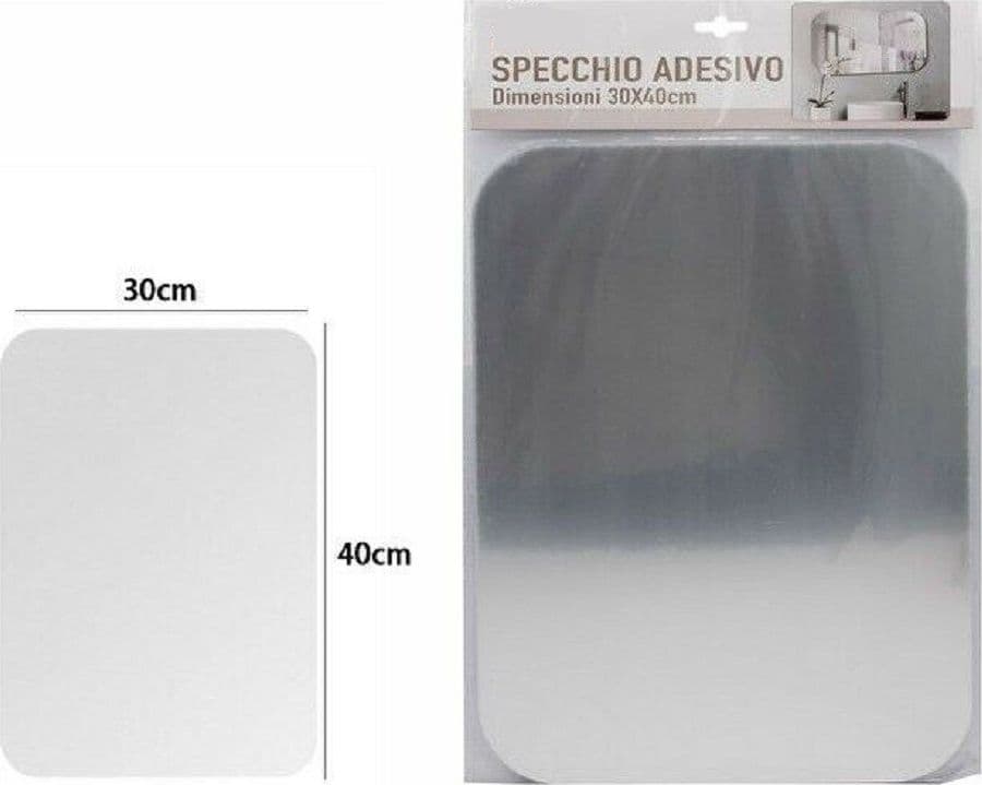 SPECCHIO ADESIVO FORMA RETTANGOLARE ADESIVA MURALE ARREDAMENTO CASA 30X40CM - 2