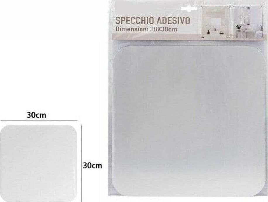 SPECCHIO ADESIVO FORMA QUADRATA ADESIVA MURALE ARREDAMENTO CASA 30 X 30 CM - 2