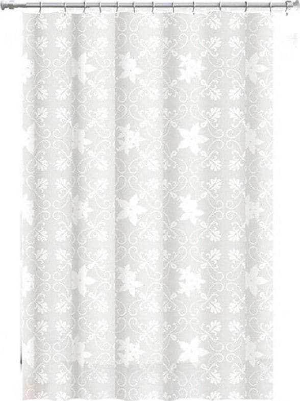TENDA DOCCIA ANTIMUFFA IMPERMEABILE 240X200CM ANELLI BIANCA MAIOLICA FIORI 69512 - 3