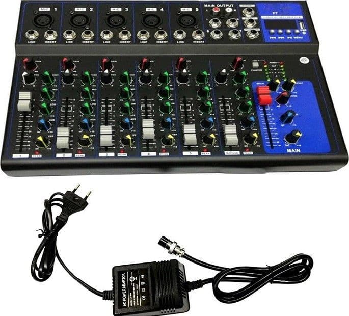 MIXER AUDIO PROFESSIONALE 7 CANALI USB CON ECHO-DELAY DJ KARAOKE PIANOBAR - 2