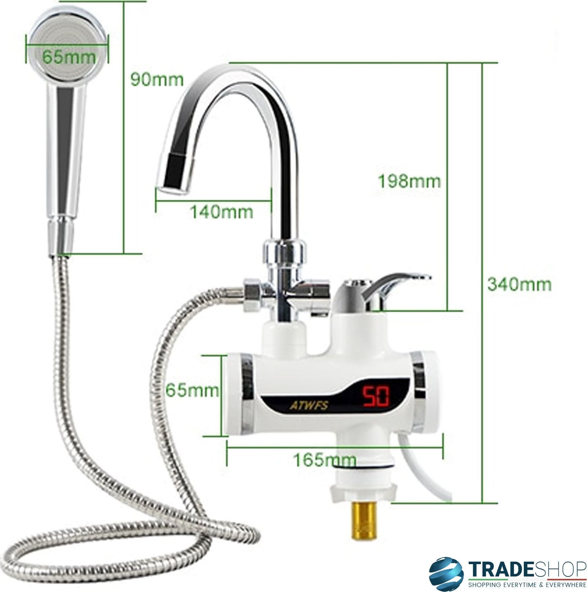 RISCALDATORE ISTANTANEO ACQUA CALDA RUBINETTO ELETTRICO DOCCIA CUCINA BAGNO - 4