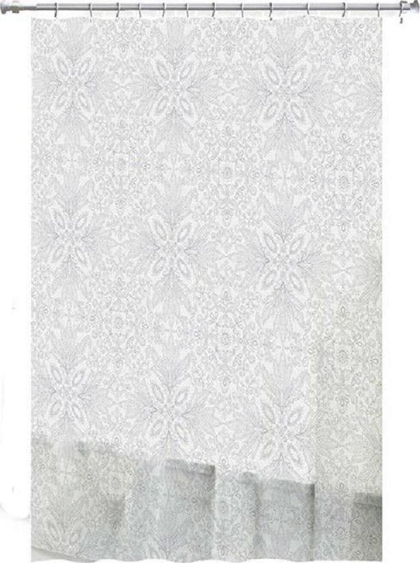 TENDA DOCCIA VASCA BIANCA IMPERMEABILE PVC 180 X 200CM DECORATA CON FOGLIE 69513 - 3