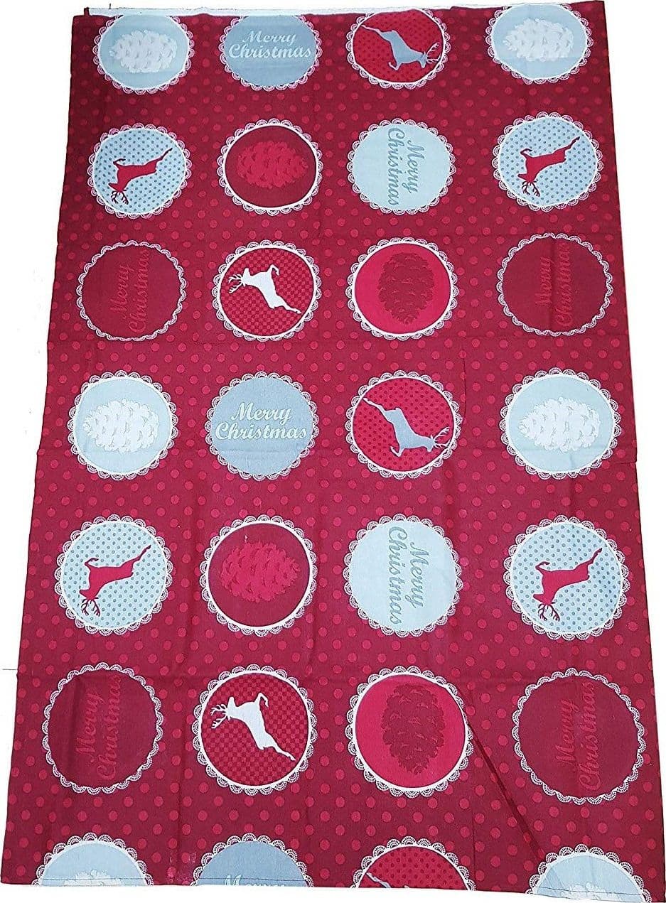 TOVAGLIA 6 PERSONE ROSSO RENNA POIS CHRISTMAS TAVOLA NATALE 130X170CM NATALIZIA