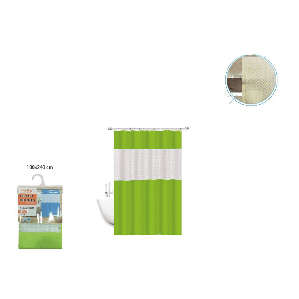 TENDA DOCCIA VASCA IMPERMEABILE ANTIMUFFA IN EVA VERDE GIUNTURA 180X240CM 52135 - 2
