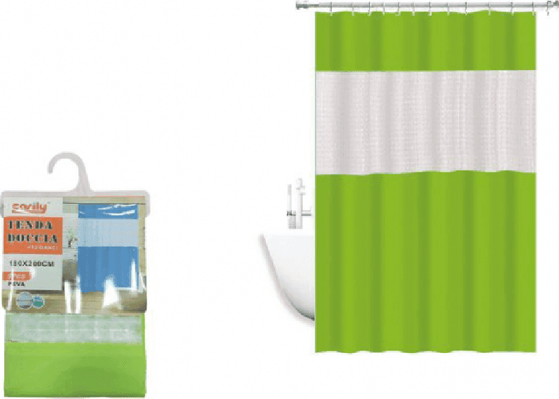 TENDA DOCCIA VASCA IMPERMEABILE ANTIMUFFA IN EVA VERDE GIUNTURA 180X240CM 52135 - 3