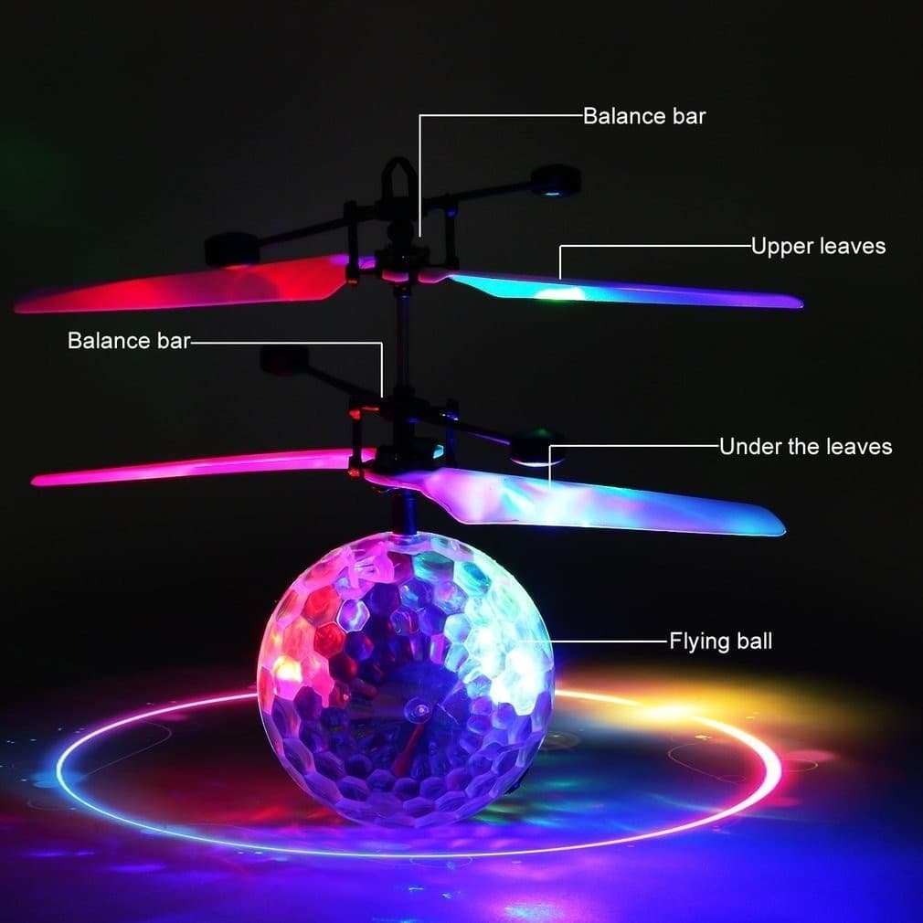 GIOCO PALLA SFERA VOLANTE GIOCATTOLO MINI ELICOTTERO AIRCRAFT LUMINOSO FLYING - 6