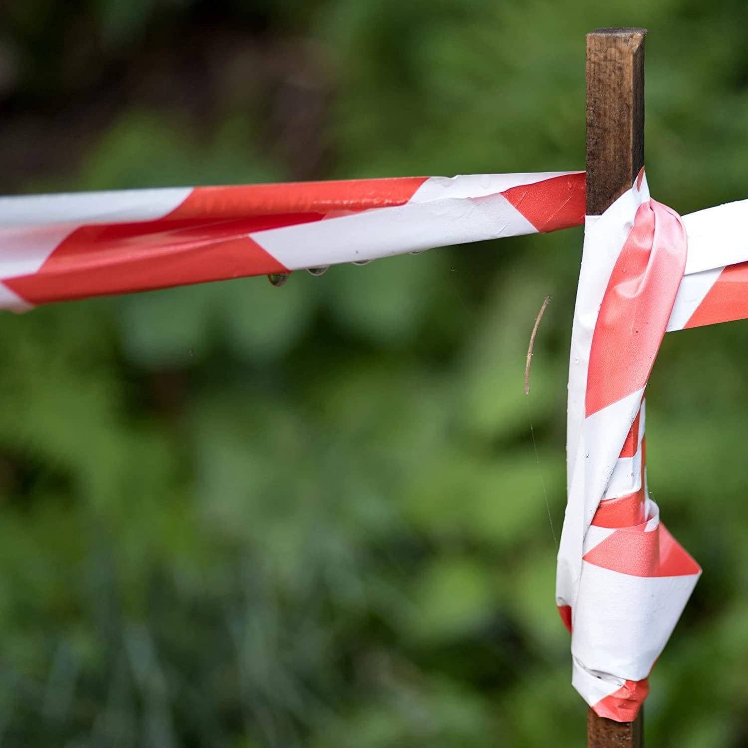 NASTRO SEGNALETICO ANTISTRAPPO SICUREZZA CANTIERE PERICOLO BIANCO ROSSO 50MMX18M - 5