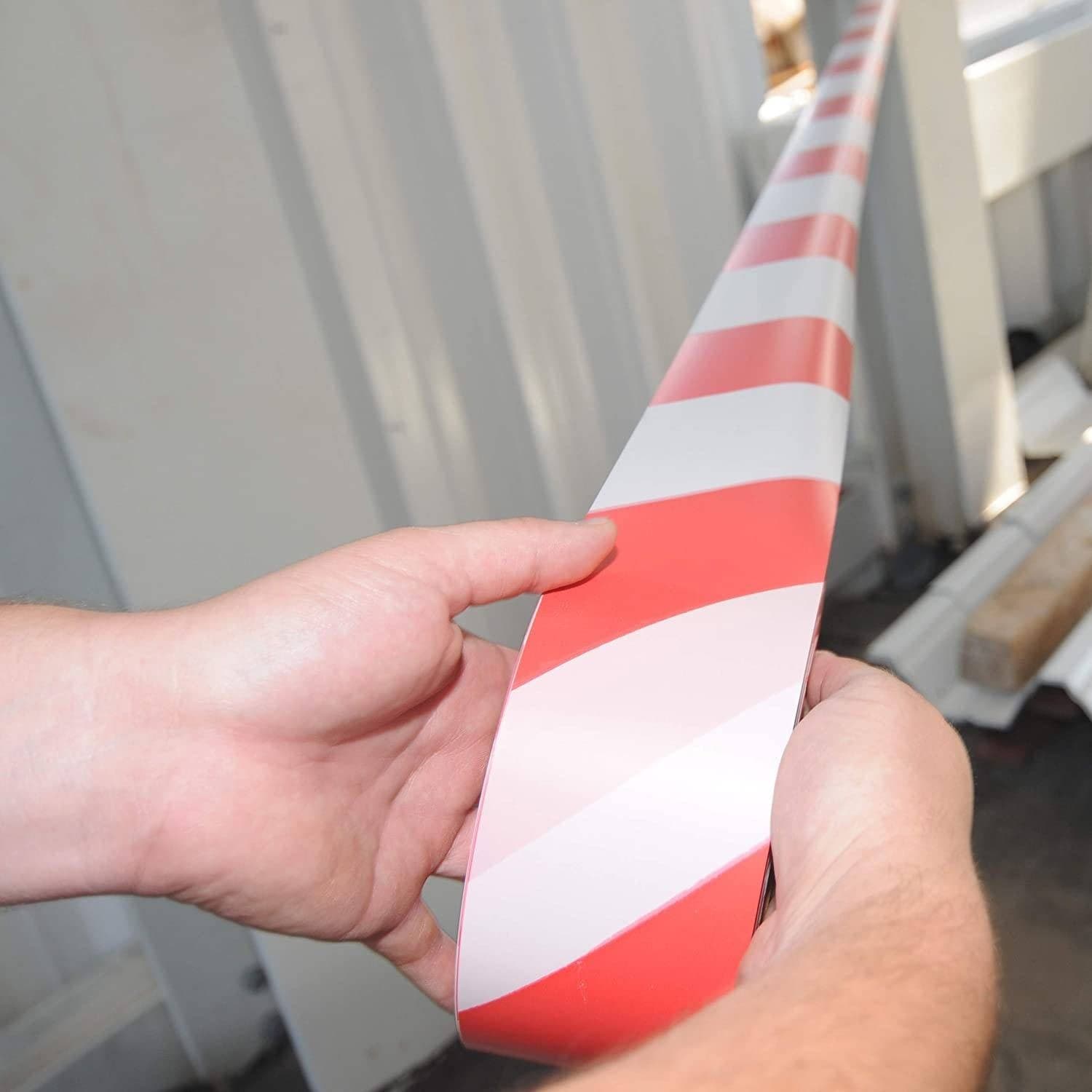 NASTRO SEGNALETICO ANTISTRAPPO SICUREZZA CANTIERE PERICOLO BIANCO ROSSO 50MMX18M - 6