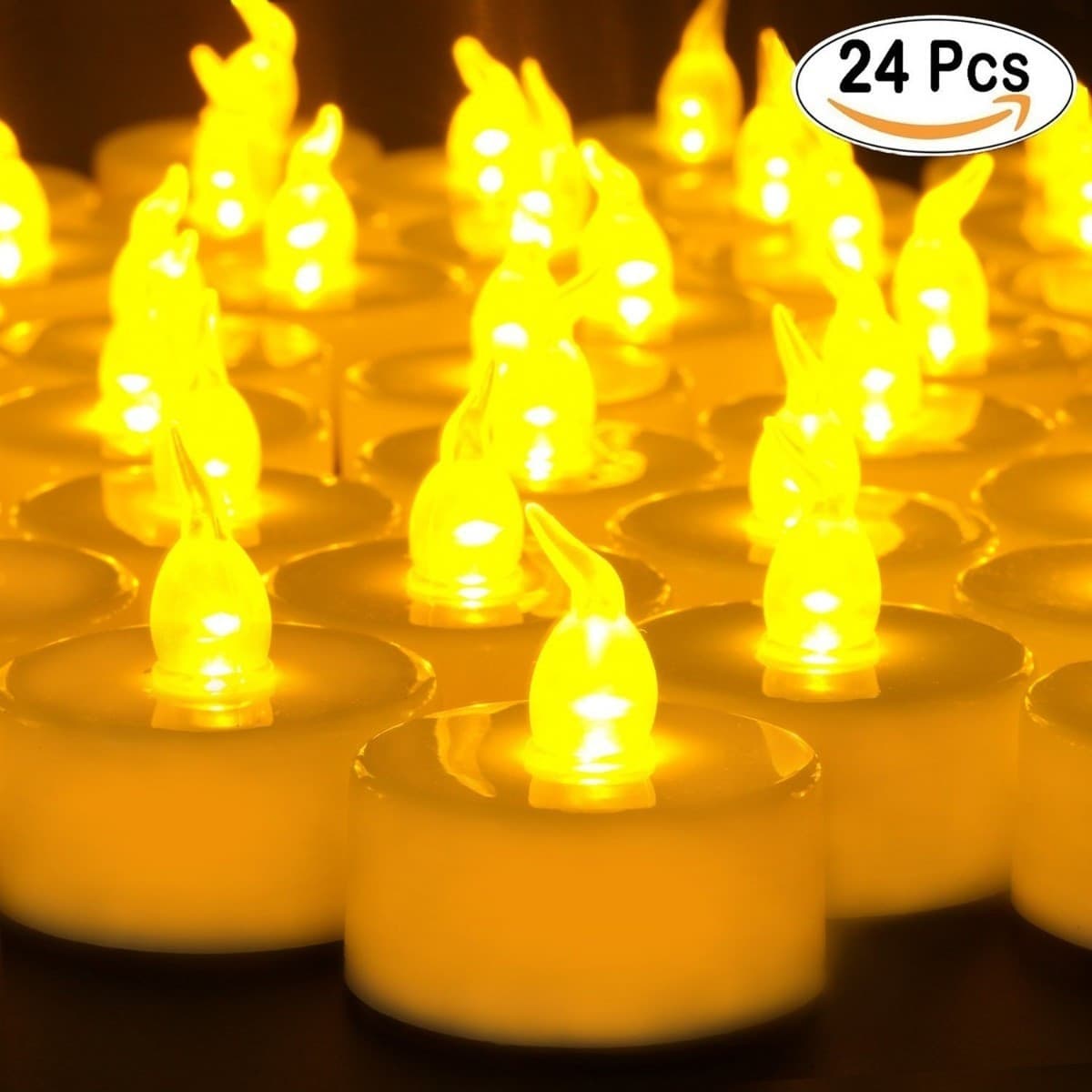 SET 24 PZ CANDELE LED LUMINI GIALLI A BATTERIA LUCE DECORAZIONE