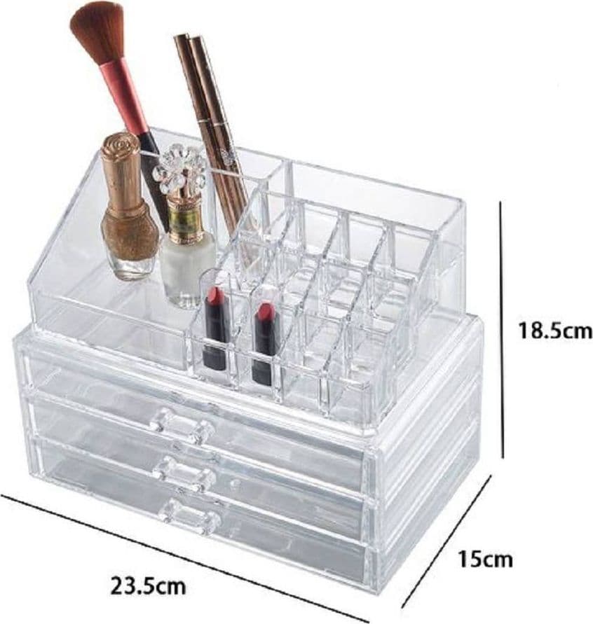 ORGANIZER TRASPARENTE 3 CASSETTI PORTA GIOIELLI TRUCCHI COSMETICI MAKE-UP 10254 - 2