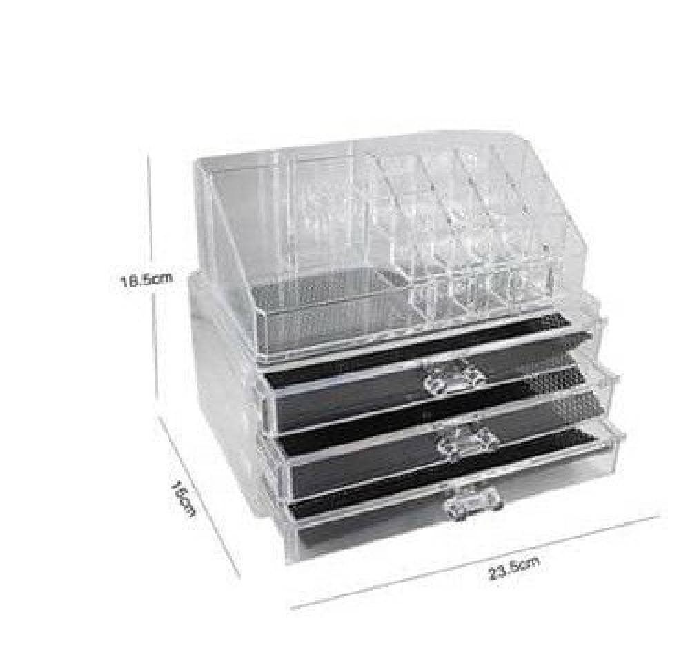 ORGANIZER TRASPARENTE 3 CASSETTI PORTA GIOIELLI TRUCCHI COSMETICI MAKE-UP 10254 - 3