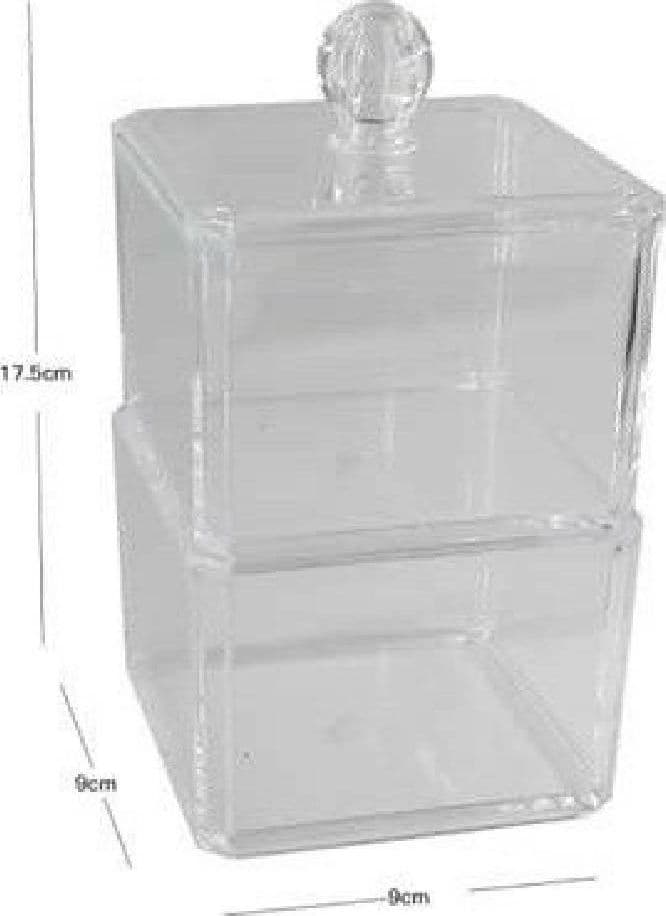 CONTENITORE TRASPARENTE PORTA OVATTA COTTON FIOC 2 PIANI ORGANIZER BAGNO 10242 - 2