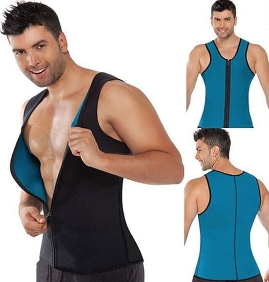 CANOTTA SNELLENTE UOMO CON ZIP SHAPERS DIMAGRANTE RIDUCI PESO NEOTEX AZZURRA - 2