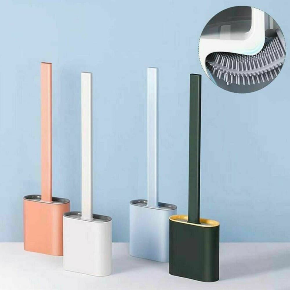 SCOPINO PER WC BAGNO SPAZZOLA PER PULIZIA IN SILICONE CON PORTASCOPINO DA MURO - 2