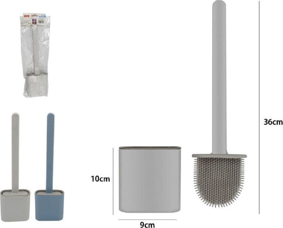 SCOPINO PER WC BAGNO SPAZZOLA PER PULIZIA IN SILICONE CON PORTASCOPINO DA MURO - 3