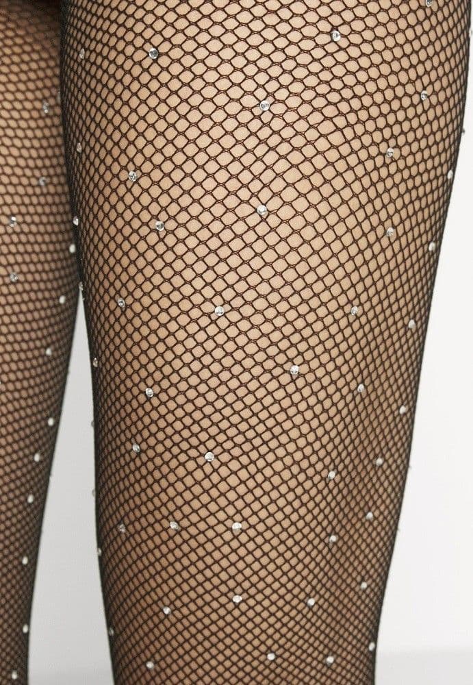 COLLANT A RETE CON BRILLANTINI CALZE INTIMO DONNA BRILLANTINATO STRASS TG. UNICA - 3
