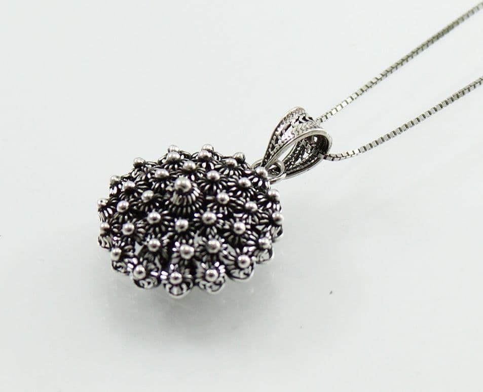 Collana Pendente Filigrana Sarda in Argento Brunito - 2