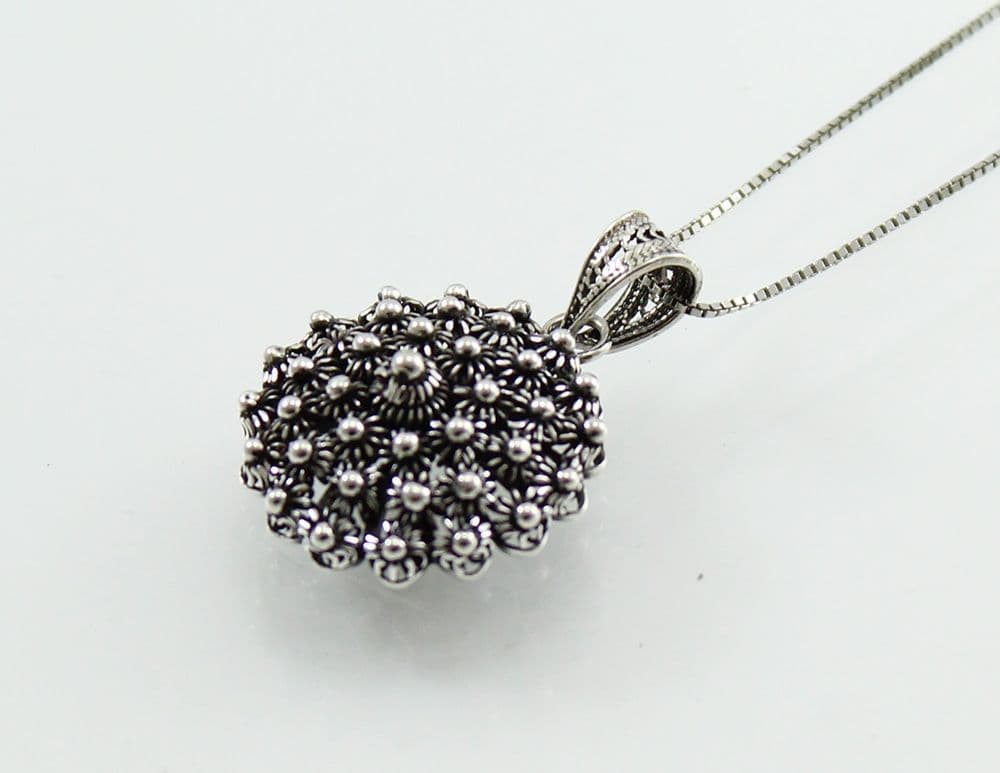 Collana Pendente Filigrana Sarda in Argento Brunito - 2