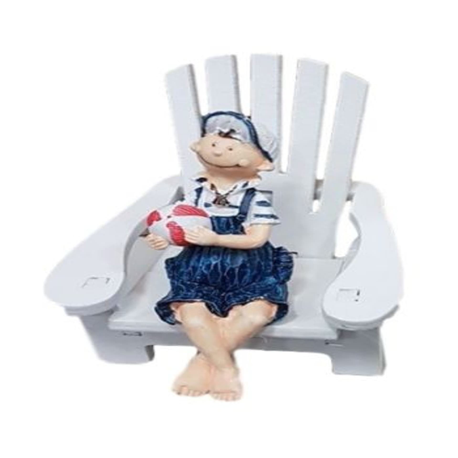BIMBO SULLA SEDIA DECORO IN LEGNO SEA STYLE DECORAZIONE CASA ARREDAMENTO