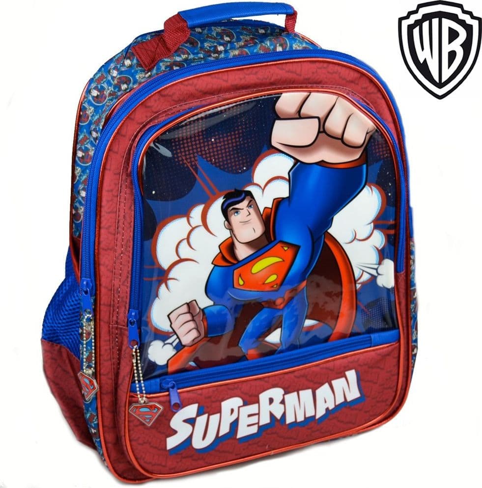 ZAINO SUPERMAN 4 CERNIERE STAMPA PLASTIFICATA SCUOLA BAMBINI ELEMENTARI 41CM - 3