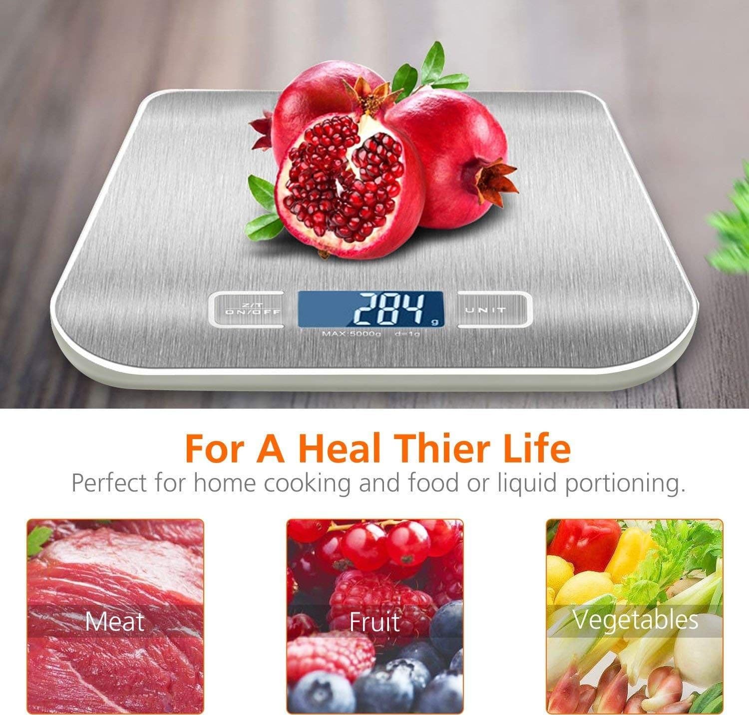 BILANCIA ELETTRONICA DIGITALE DA CUCINA DIGITALE IN ACCIAIO INOSSIDABILE MAX 5KG - 2