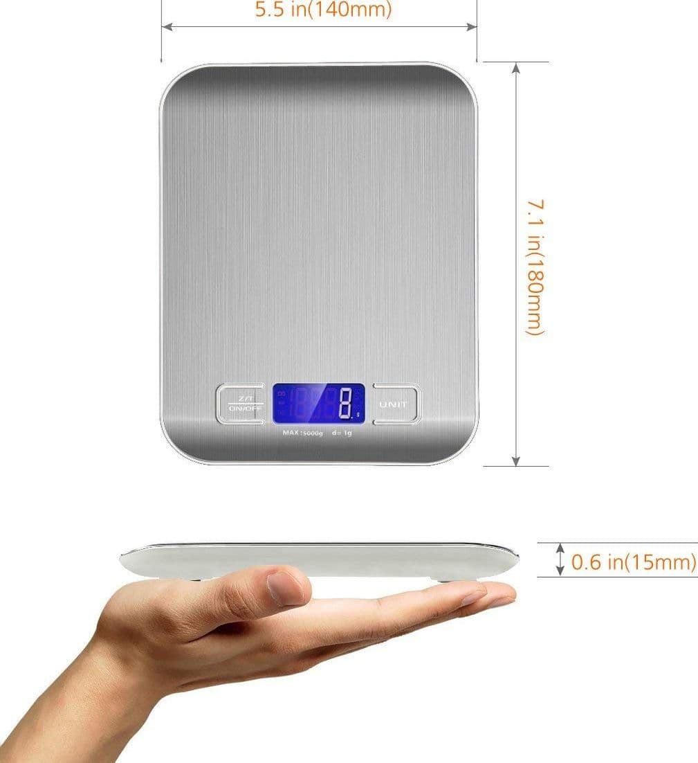 BILANCIA ELETTRONICA DIGITALE DA CUCINA DIGITALE IN ACCIAIO INOSSIDABILE MAX 5KG - 7