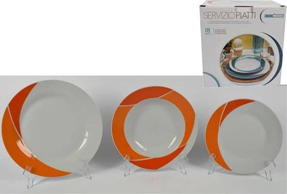 SET 18 PIATTI DI CERAMICA PIANI FONDI FRUTTA PIATTO PORTATA LINEA LUNA ARANCIONE