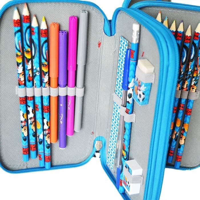 Astuccio a 3 Zip Disney Mickey Mouse con Accessori per la Scuola e il Disegno - 2
