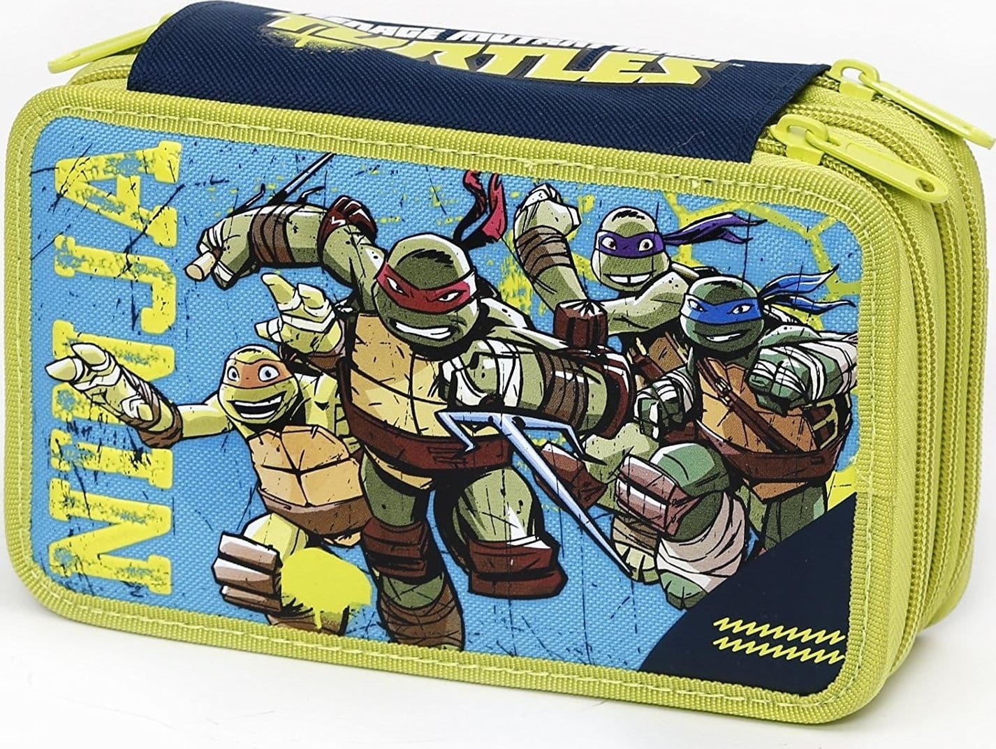 ASTUCCIO 3 CERNIERE ZIP TRIPLO TARTARUGHE NINJA COLORI ACCESSORI GIOCHI PREZIOSI