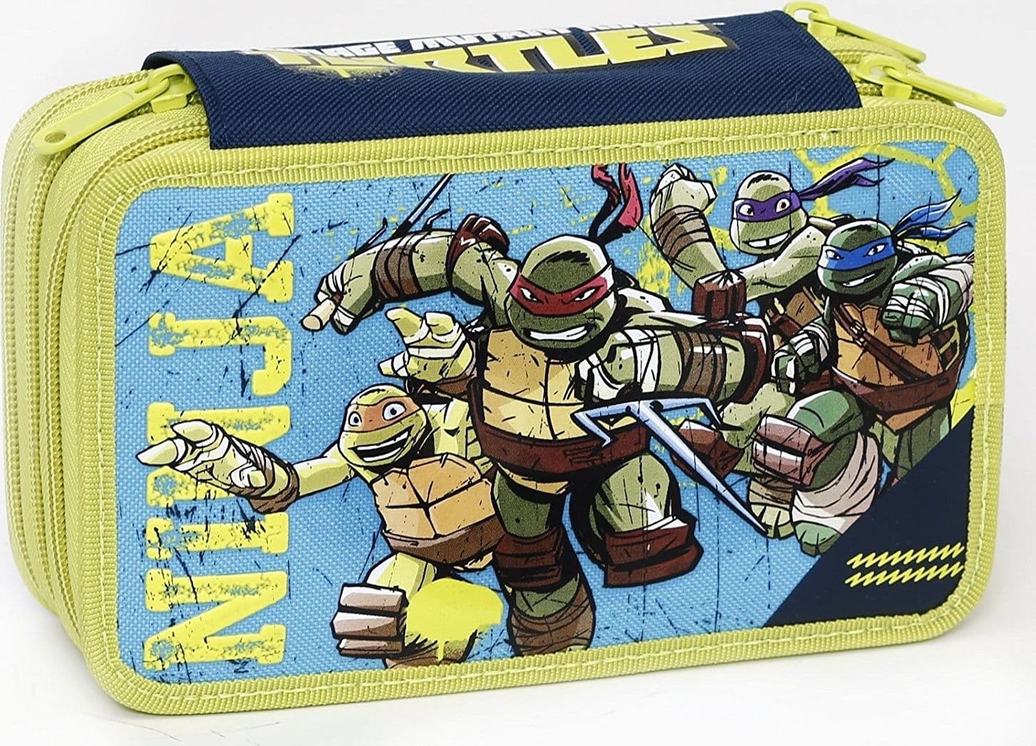 ASTUCCIO 3 CERNIERE ZIP TRIPLO TARTARUGHE NINJA COLORI ACCESSORI GIOCHI PREZIOSI - 3