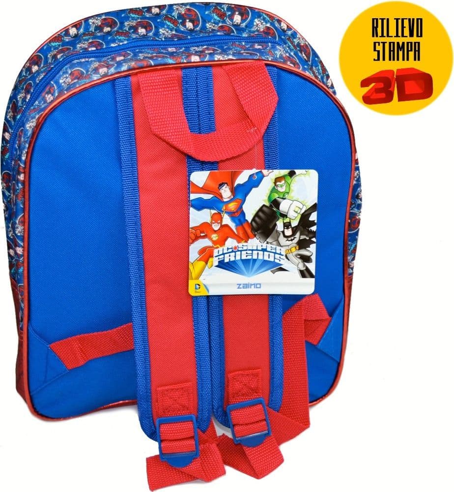 ZAINETTO SUPERMAN STAMPA RILIEVO 3D WARNER BROS BAMBINI SCUOLA ASILO ELEMENTARI - 2