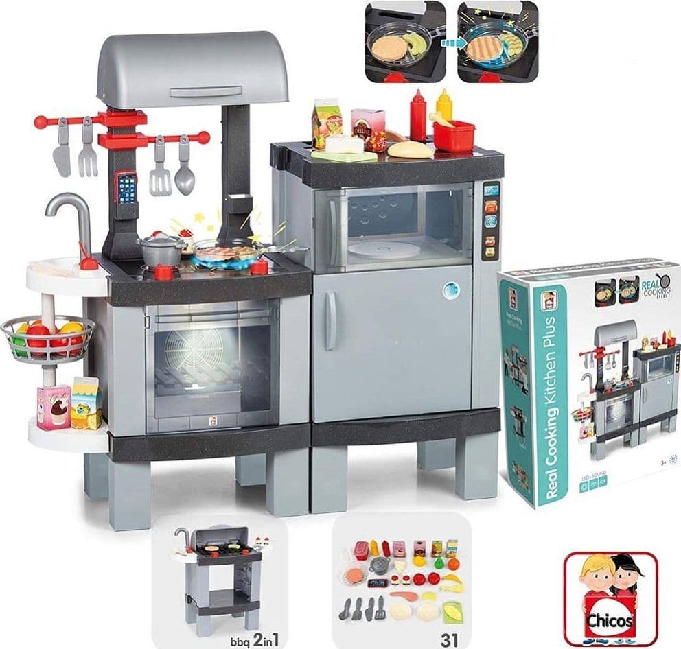 CUCINA GIOCATTOLO CON BARBECUE PER BAMBINI LUCI E SUONI E ALIMENTI CAMBIO COLORE - 4